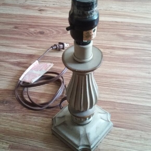 Lamp Beige and Brown No Shade 11" Tall 4" Wide - Picture 3 of 3